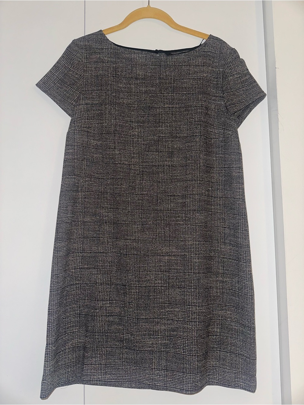 Zara Gray Plaid Midi Shift Dress